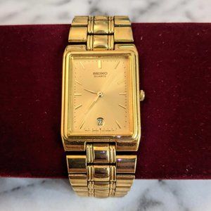 Vintage Seiko Gold Tone Tank Style Watch